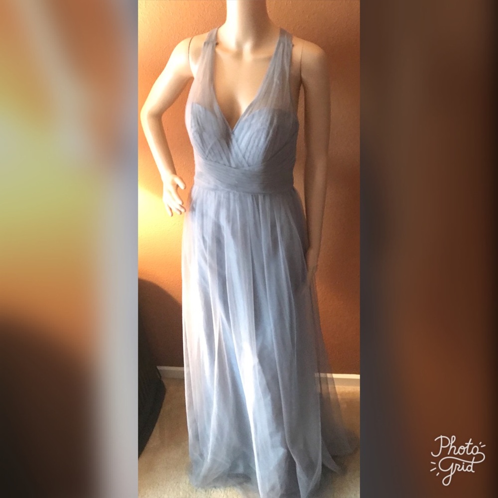NEW Haley Paige 5707 Pewter Chiffon Gown Dress